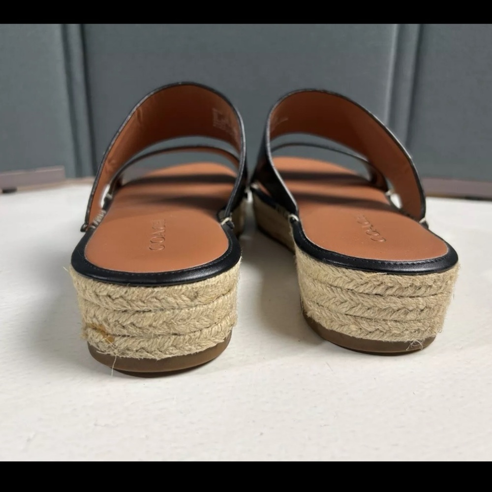 COACH Franca Black Leather Espadrille - Women’s Size 7 B With Box - Picture 6 of 11